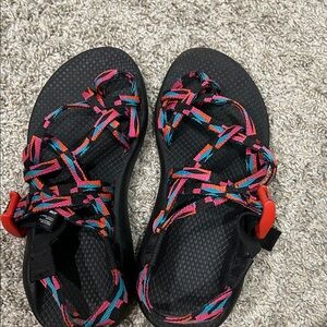 Chaco Black Sandals with Multicolor Straps
